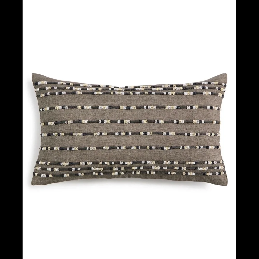NWT Hotel Collection Linen Decorative Pillow Grey‎